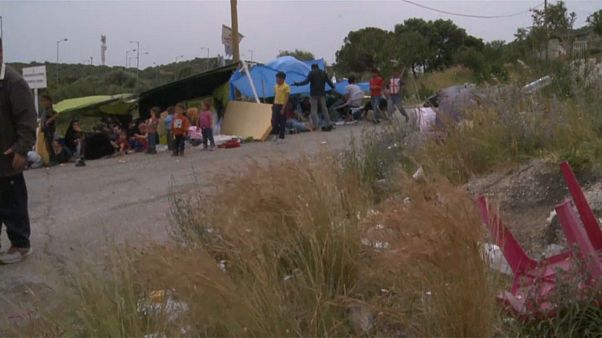 A makeshift refugee camp in greece A makeshift refugee camp in greece