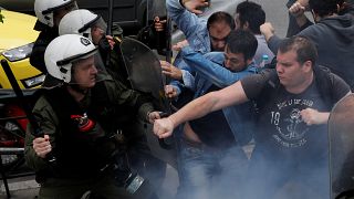 Clashes erupt as protesters try to topple Truman statue in Athens