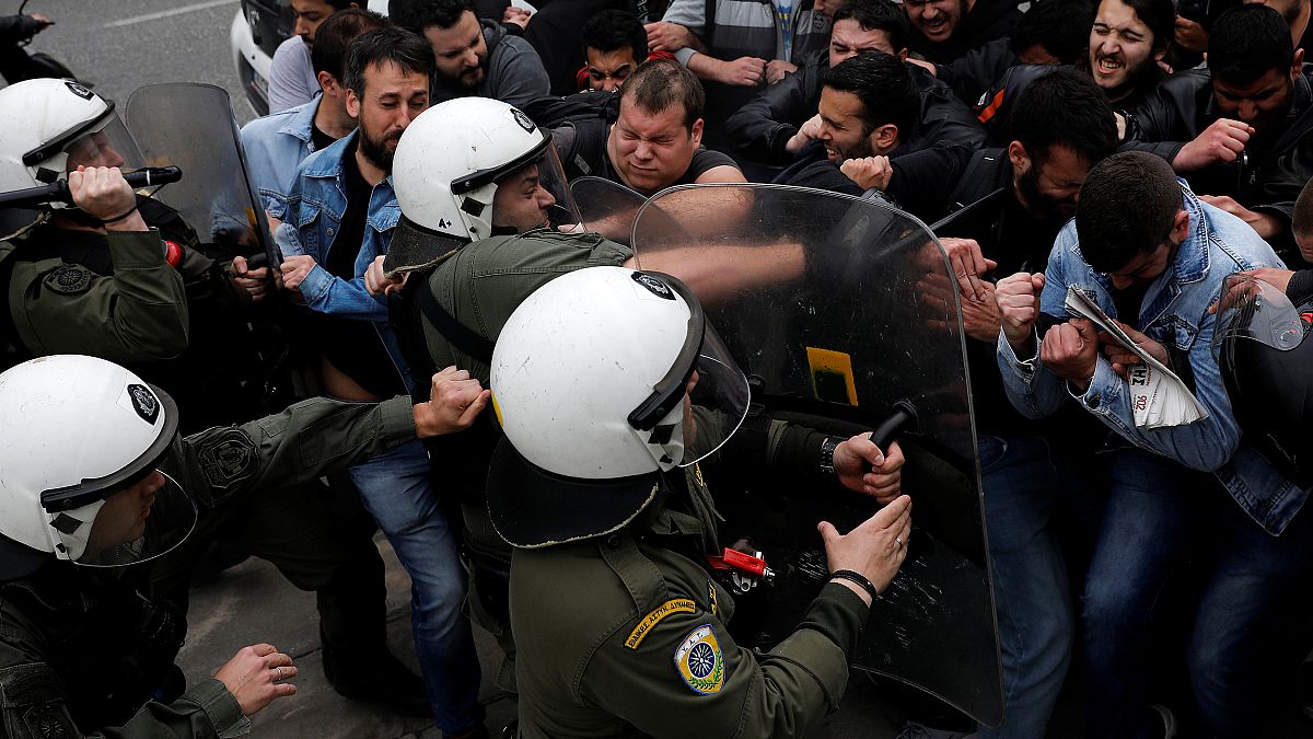 Greek Communist Party supporters clash with police 