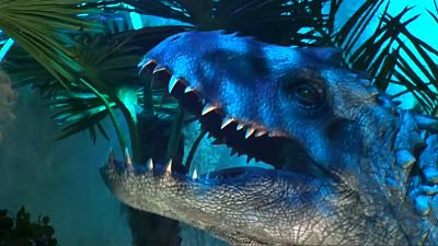 Dinosaurs at the Jurassic World exhibition in Paris