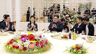 North Korean leader Kim Jong Un and his wife Ri Sol Ju 
