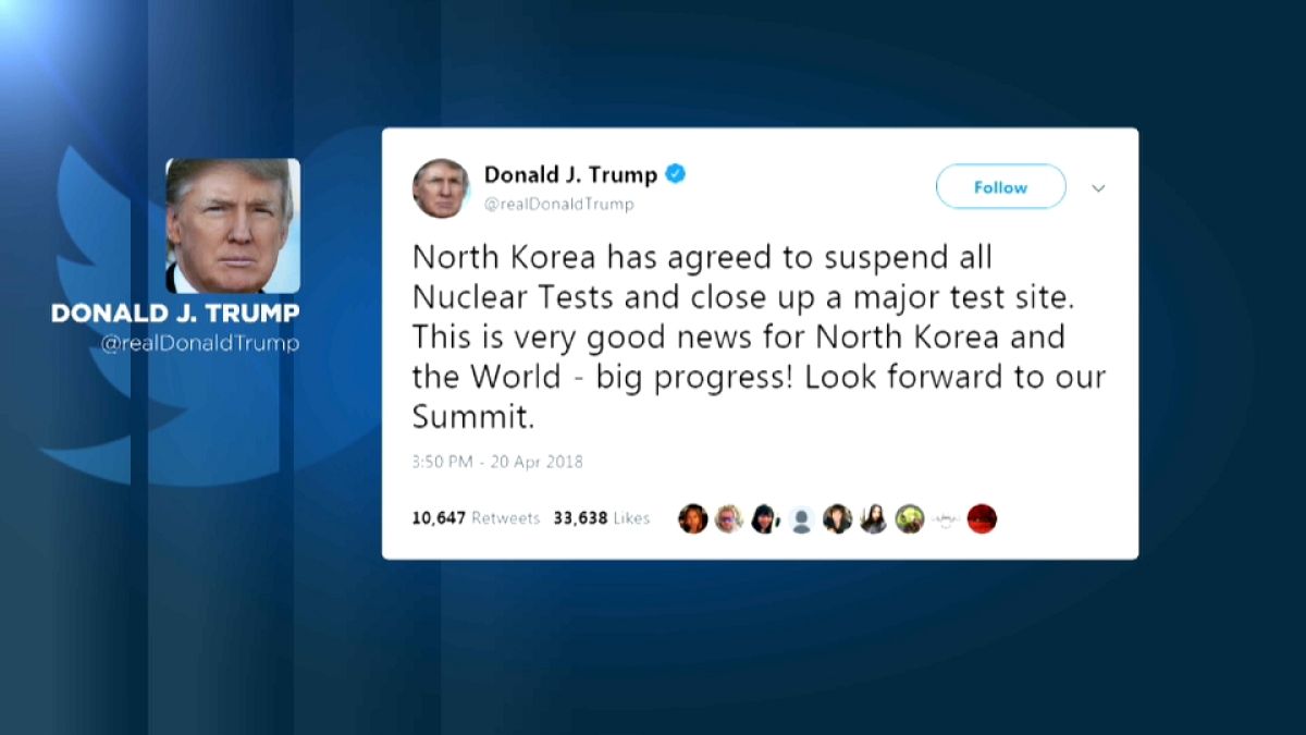 La suspensión de los test nucleares es una "muy buena noticia para Corea del Norte y el mundo", según Trump