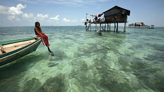 A Bajau Laut girl in Malaysia's state of Sabah, Borneo island, Feb 2009