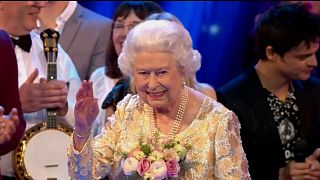 Queen Elizabeth at her birthday party on Saturday