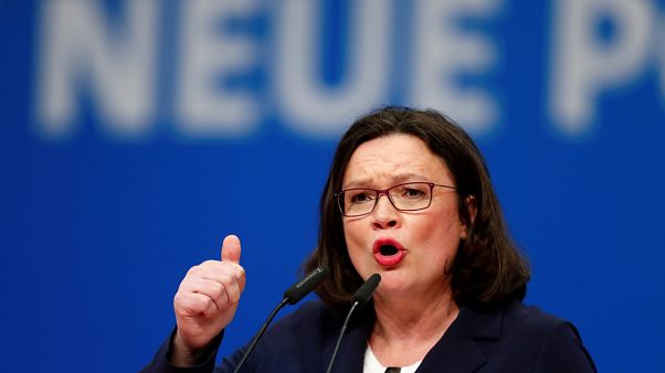 Andrea Nahles becomes first female SPD leader in Germany Andrea Nahles becomes first female SPD leader in Germany