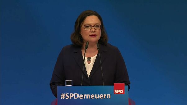 Andrea Nahles, primeira mulher eleita líder do SPD Andrea Nahles, primeira mulher eleita líder do SPD