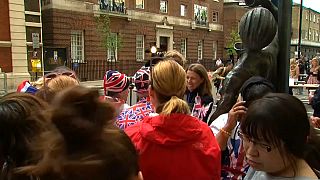 Royalists wait for royal baby at London hospital