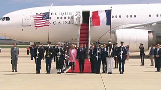 Emmanuel Macron and his wife Brigitte arrive in the United States