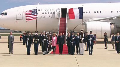 Emmanuel Macron and his wife Brigitte arrive in the United States