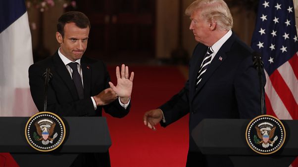 ختام المؤتمر الصحفي بين دونالد ترامب وإيمانويل ماكرون في البين الأبيض ختام المؤتمر الصحفي بين دونالد ترامب وإيمانويل ماكرون في البين الأبيض
