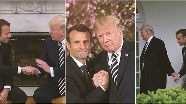 Watch: How the hands did all the talking at the Macron-Trump summit Watch: How the hands did all the talking at the Macron-Trump summit
