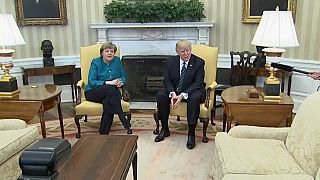 Donald Trump recibe a Angela Merkel en la Casa Blanca