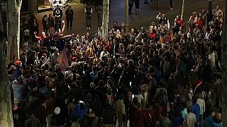 Barcelona fans gather on Las Ramblas