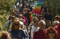 The marchers set off from Ventimiglia