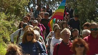 The marchers set off from Ventimiglia