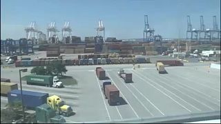 Guerra comercial entre UE e EUA - Imagens de um porto de mercadorias