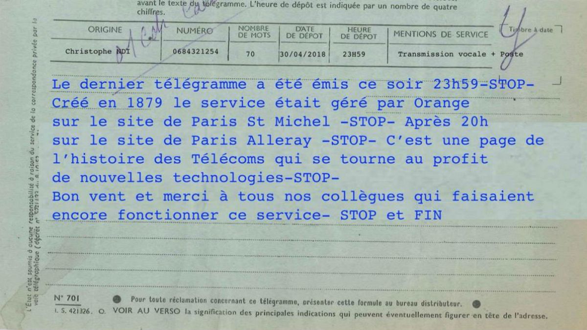 متن آخرین تلگرام ارسالی در فرانسه