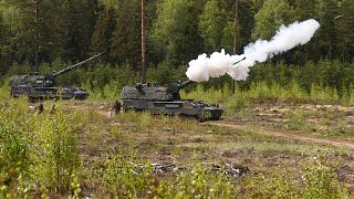 A German howitzer fires during a NATO exercise in Lithuania, May 17, 2017