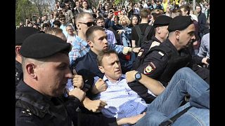 القبض على المعارض الروسي نافالني خلال احتجاجات بموسكو