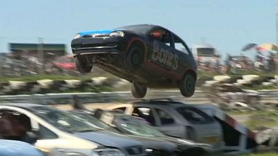 Watch contestants crash and bang vehicles at the 2018 Car Jumping Championship
