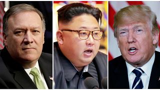 Pompeo, Kim Jong un y Donald Trump