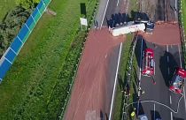 Tons of liquid chocolate spilled from overturned truck on Polish highway
