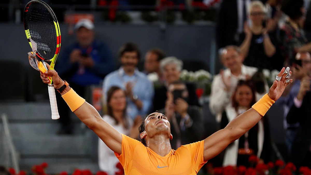Rafa Nadal celebrates victory over Diego Schwartzman