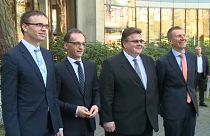 Die Außenminister von Estland, Deutschland, Litauen und Lettland (vlnr)