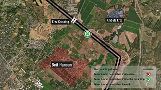 Landkarte des gesprengten Tunnels in Gaza