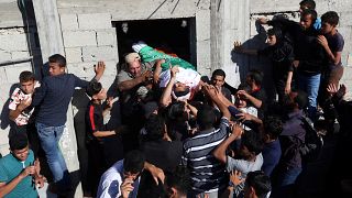 من تشييع الجنائز اليوم في قطاع غزة