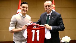 German international footballer Ozil and Turkish president Erdogan