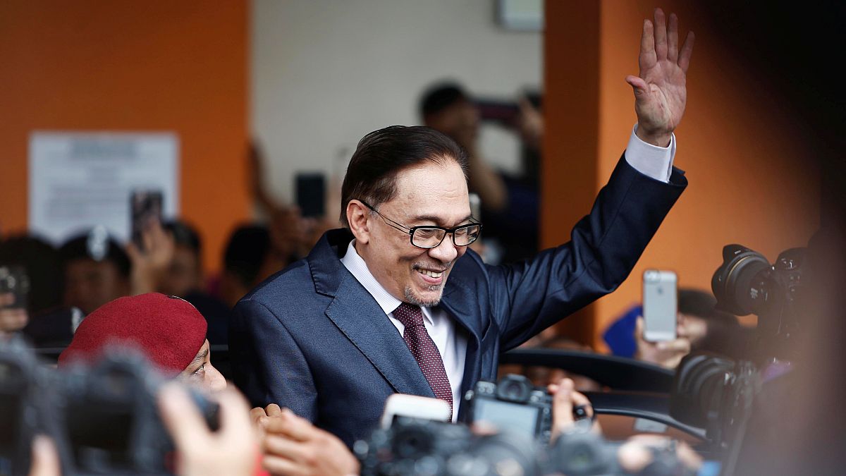 Anwar Ibrahim grüßt nach seiner Freilassung
