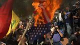 Protest in front of former US embassy in Tehran