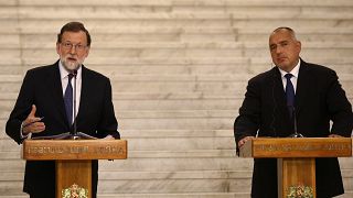 Le Premier ministre espagnol lors d'une conférence de presse à Sofia mardi