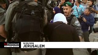 مواجهات بين القوات الاسرائيلية وامرأة في القدس