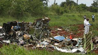 The wreckage of a Boeing 737 plane that crashed near Havana, Cuba.