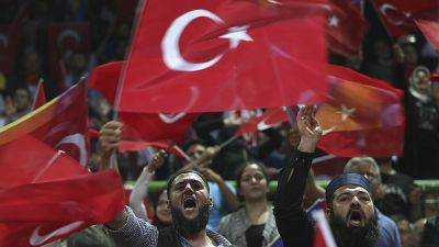 Turks in Sarejevo attend a rally held by President Erdogan
