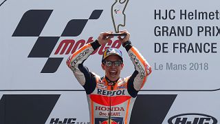 Marc Márquez celebra vitória no GP de França em Moto GP