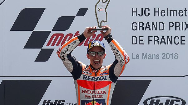 Marc Márquez celebra vitória no GP de França em Moto GP Marc Márquez celebra vitória no GP de França em Moto GP