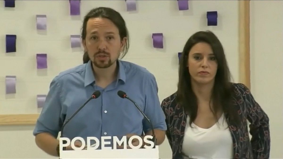 Pablo Iglesias and his partner, Podemos spokeswoman Irene Montero