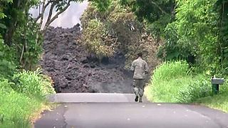 Lava approaches the Puna Geothermal Venture
