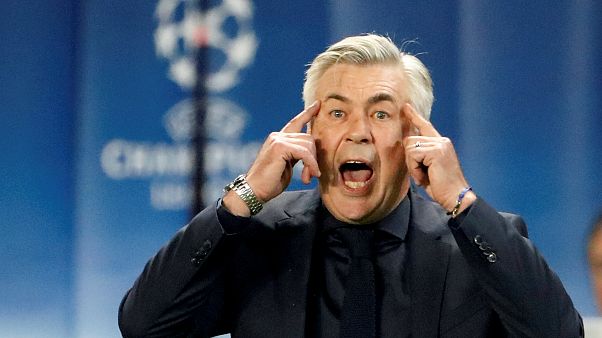 Carlo Ancelotti num jogo da liga dos campeões Carlo Ancelotti num jogo da liga dos campeões