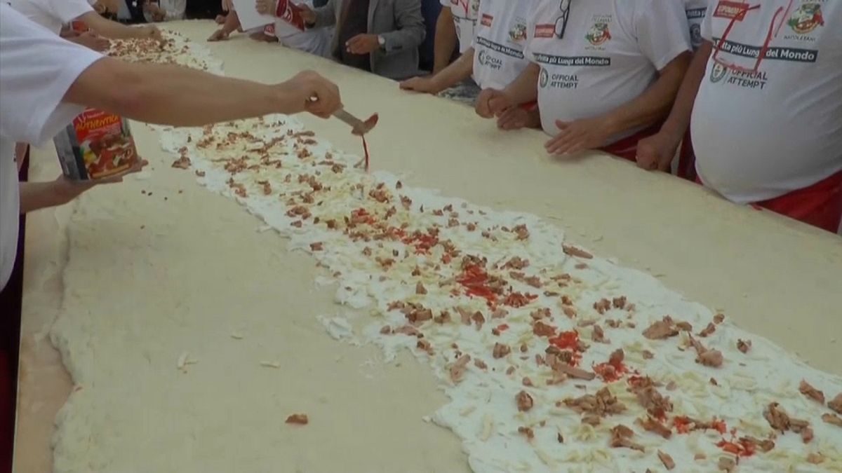 Una pizza pantagruélica bate el récord mundial