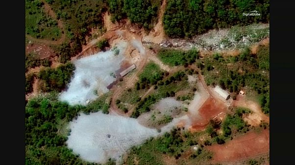 Satellite images showing North Korea's Punggye-ri nuclear test facility. Satellite images showing North Korea's Punggye-ri nuclear test facility.