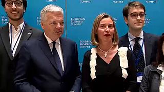 Didier Reynders és Federica Mogherini Brüsszelben
