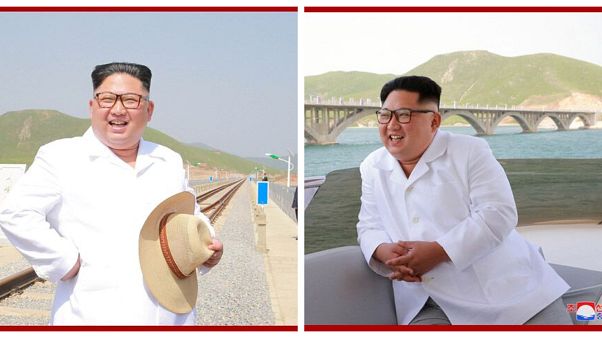 Strohhut und Sommerhemd: Kim Jong-un bei der Arbeit Strohhut und Sommerhemd: Kim Jong-un bei der Arbeit