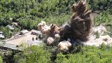 A command post and barracks of Punggye-ri nuclear test ground are blown up