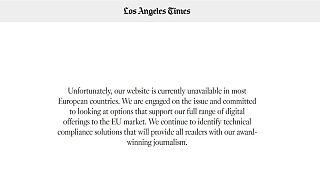 A message on the Los Angeles Times website
