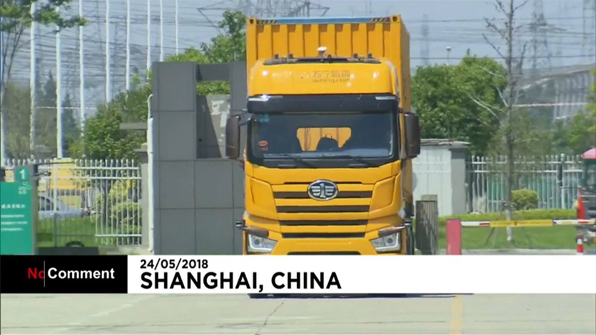 A driverless truck being tested in China