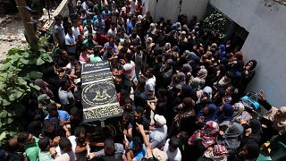 Mort de trois Gazaouis, enterrement d'un jeune soldat israélien